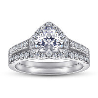 wholesale 925 Silver Heart Zircon Ring European and American Foreign Trade Pure Silver Jewelry Wholesale Wedding Minimalist Stackable Ring Set-925 Silver US Size 7#