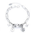 wholesale S925 sterling silver heavy-duty multi-element cross bracelet, trendy and stylish hip-hop fashion accessory for women-0-5