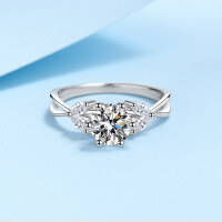 wholesale Pt950 plated S925 sterling silver ring with moissanite for women, engagement ring setting, factory direct wholesale-6.5mm zircon 9