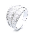 wholesale S925 Sterling Silver European and American Cross-Border Minimalist Style Textured Wide Adjustable Statement Ring-0-4