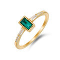 wholesale S925 Sterling Silver Cross-Border New Lab-Created Emerald Geometric Rectangle Minimalist Ring for Women Wholesale-0-0