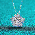S925 Sterling Silver Moissanite Women's Pendant Necklace, Pentagonal Fashion Choker-0-4