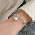 wholesale S925 Sterling Silver Minimalist Heart Bracelet for Women, Korean Style Simple and Versatile Small Design, Cold Tone Matching Heart-shaped Bangle-0-0