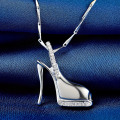 wholesale S925 Sterling Silver European and American Trendy Fashion Collarbone Necklace Jewelry with Light Luxury Diamond Zircon High Heel Pendant for Women-0-3