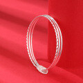 wholesale S999 Pure Silver Three Lives Three Times Silver Bracelet for Women, Wholesale Simple Youth Style Solid Fine Bangle with Smooth Surface-0-0