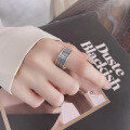 wholesale S990 Sterling Silver Retro Matte Finish Wide Band Fu Character Inner Diameter Heart Sutra Ring Classic National Trend Style Index Finger Ring-0-3