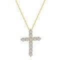 wholesale S925 Sterling Silver European and American Minimalist Classic Cross Pendant Necklace with Zircon Inlay Collarbone Chain Jewelry Factory-0-5