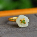 wholesale Sterling silver with certificate Hetian jade ring,-0-2
