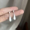wholesale S925 sterling silver brushed teardrop pendant stud earrings, small and delicate, versatile for daily wear, exuding a retro and minimalist vibe, unique and niche women's accessory-0-2