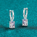 S925 Sterling Silver Moissanite Rectangular Earrings for Women-0-0