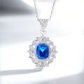 S925 Silver Necklace with Ruby and Cubic Zirconia Pendant-0-1