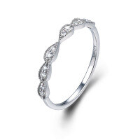 wholesale 18K White Gold & 9K White Gold Small Niche Design Diamond Ring for Women, Pear-Shaped Moissanite Matching Couple Rings with Engraved LOGO-White Gold>9K-Moissanite