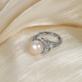 wholesale S925 Sterling Silver Ya Xi Small Design Freshwater Pearl Ring for Women, Elegant and Versatile, Luxurious High-End Feel Adjustable Ring-0-2