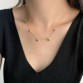 wholesale S925 Sterling Silver Retro Emerald Zircon Necklace for Women, Minimalist French Style, Unique and Elegant Cross-border Choker-0-5