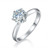 Sterling Silver Minimalist Claw-Set Closed Ring, Amazon Cross-Border Best-Seller-Special edition six-prong closed ring, 1 carat/6.5mm, US size 7/Hong Kong size 15.