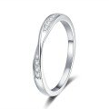 Sterling Silver Ring with Moissanite, Interwoven Love Design-0-3