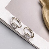 wholesale S925 Sterling Silver Maker's Rectangular Cubic Zirconia Stud Earrings, Fashionable, Exquisite, Ultra-Sparkling, Versatile, Minimalist Ear Jewelry-Square diamond earrings (labor price, silver not included) >925 silver