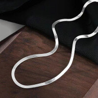 wholesale S925 Sterling Silver Flat Snake Bone Chain Necklace,Hip-Hop Personality Ins Style Unisex Pendant Chain Blade Link Chain Wholesale.-Silver color > chain thickness 3.2mm / 40cm (approx. 6.05g).