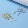 wholesale Metal material European and American style personalized temperament non-pierced ear clips niche design ins style freshwater pearl tassel ear drops women's ear accessories-0-0