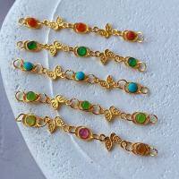 wholesale Sterling Silver Gold Plated Inlaid Natural Tourmaline Chain DIY Bracelet Necklace Accessories Pure Silver Handmade Braided Rope Butterfly-One piece of Nanhong