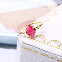 wholesale [925 Sterling Silver] Japanese Light Luxury European Vintage Palace Style Rhombus Marquise Red Ruby Ring Diamond Summer-Diamond-shaped red corundum ring (Hong Kong)  17
