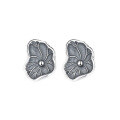 wholesale S990 Silver Retro Vintage Ethnic Style Elegant Lotus Leaf Earrings Small Fresh Trendy Design Stud Earrings-0-4
