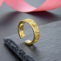 wholesale S925 Silver Korean Japanese Style Fashion Sweet Heart Ring Women Creative Hollow Heart Shape Diamond Inlaid Open Adjustable Ring Wholesale-Heart-shaped ring in yellow gold and 925 silver &gt; adjustable opening