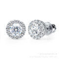 wholesale 18K Gold Plated 925 Sterling Silver 05 Carat Moissanite Four-Prong Round Stud Earrings-0-4
