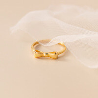 wholesale 925 Sterling Silver Women's Ring Korean Bow Knot Small Fresh Summer Simple Hand Jewelry J9166-S925 silver one gold model Adjustable opening