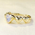 wholesale S925 silver gold-plated heart-shaped stack ring, trendy jewelry romantic series ring for women-0-2