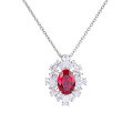 wholesale S925 Sterling Silver Full Diamond Oval Ruby Choker Necklace for Women-0-4