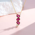 wholesale S925 Silver Red Corundum Pendant Necklace for Women, Light Luxury Fashion French Style High-End Feel Small Collarbone Chain-0-0