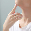 wholesale 925 Sterling Silver Leaf with Micro-Paved Zirconia Ring, Women's Small Batch Design, H-inspired European and American Pure Silver Women's Ring-0-3