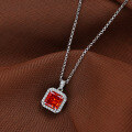 wholesale 925 Silver 2ct Square 7*7 High Carbon Diamond Pendant Necklace, Ins40+3-0-9