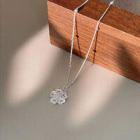 wholesale S925 Sterling Silver Camellia Necklace for Women, Spring New Collection, Minimalist and Versatile, Small and Exquisite, High-End Feel Collarbone Chain-Camellia necklace (40cm + 5cm) 925 silver