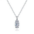 Sterling Silver 1-Carat Moissanite Marquise Pendant Necklace-0-3