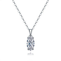 Sterling Silver 1-Carat Moissanite Marquise Pendant Necklace-Set with 1CT high-carbon diamonds  925 silver