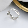 wholesale S925 Sterling Silver English Letter Tassel Star Ring, Ins Korean Japanese Style Minimalist Delicate Versatile-0-0