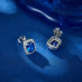 wholesale S925 Sterling Silver Royal Blue Earrings, Luxurious Vintage Elegant Banquet Mother's Day Gift Earring Jewelry-0-3