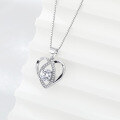 wholesale S925 Sterling Silver Women's Simple Diamond-Encrusted Heart Pendant European and American Lock Fashion Bone Chain Versatile Wholesale-0-2
