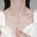 S925 Silver Moissanite Key Pendant Necklace, Creative and Minimalist-0-2