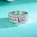 wholesale S925 Sterling Silver Three-Way Wear Premium Fashion Ring New 2-Carat Moissanite Stackable Cross-Border Hot Sale Wholesale-0-1