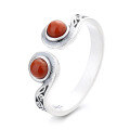 wholesale S925 Sterling Silver Retro Gold Hoop Style Inlaid with South Red Agate Open-End Ring Classic Fashion Band-0-6