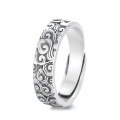 wholesale S925 Sterling Silver Retro Vintage Chinese Style Auspicious Clouds Relief Ring with Symbolic Meaning, Ethnic Fashion Versatile Band-0-4