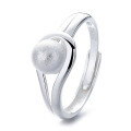 wholesale S925 sterling silver brushed round ball ring, Korean Dongdaemun-style luxury adjustable finger ring for an elegant look-0-6