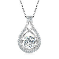 S925 Silver Moissanite Necklace, Women's Pendant Choker, Light Luxury Versatile Commute Accessory.-Infinite Water Drop Necklace [White Gold]  925 Silver