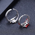 wholesale S925 sterling silver and resin niche design adjustable open-ended couple rings with natural branch-inspired live setting-0-2