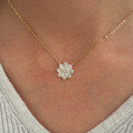 14K Gold Plated 925 Sterling Silver Moissanite Sunflower Pendant Necklace-0-1