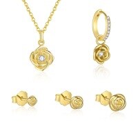 wholesale S925 Sterling Silver European And American Cross-border Rose Earrings For Women, Bohemian Style, Exquisite And Versatile, Light Luxury Zircon Fashion Trend Earrings-Single five-piece set 925 silver