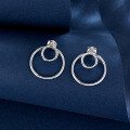 wholesale S925 Sterling Silver Double-Layer Round Two-Way Geometric Earrings, Gentle and Elegant Minimalist Hoop with a Premium Feel-0-2